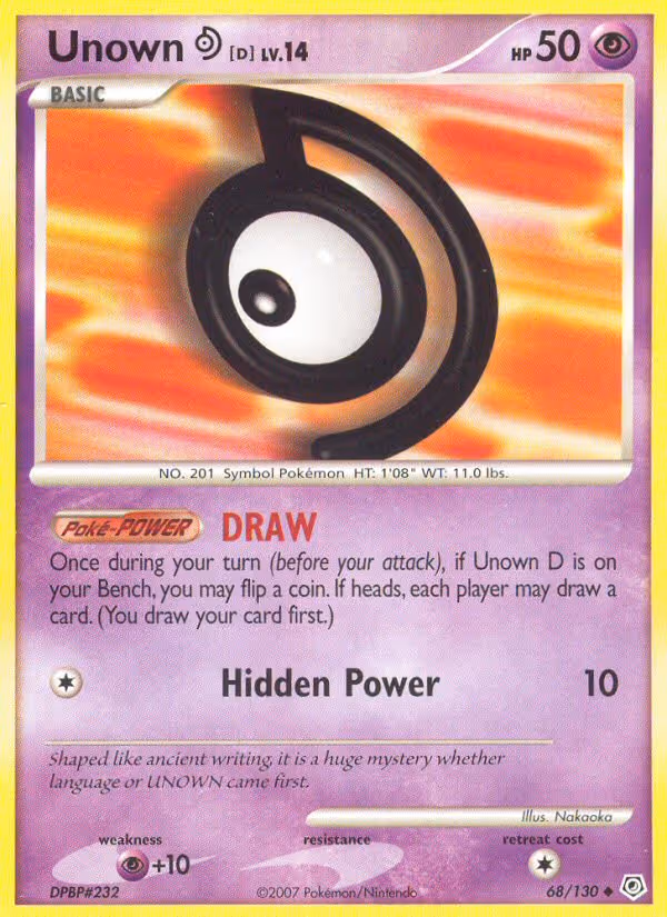Unown D 68/130 Pokemon card