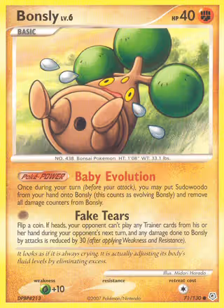 Bonsly 71/130 Pokemon card