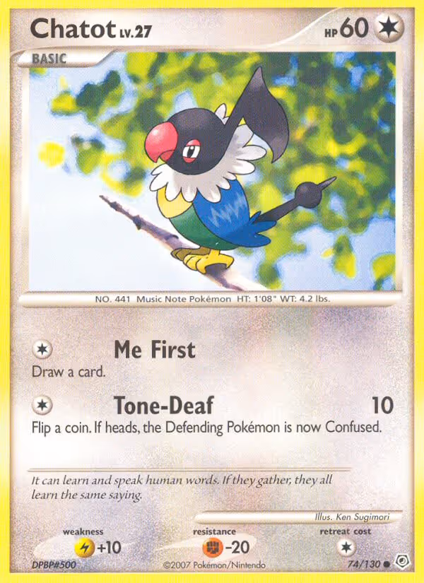 Chatot 74/130 Pokemon card