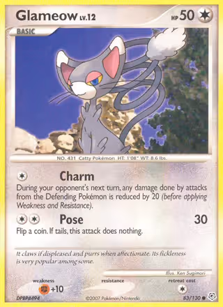 Glameow 83/130 Pokemon card