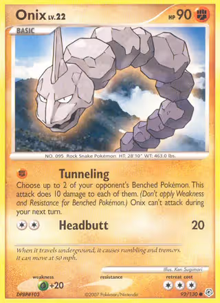 Onix 92/130 Pokemon card