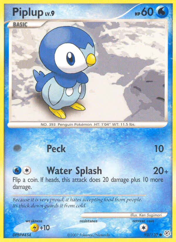 Piplup 93/130 Pokemon card
