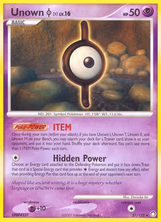 Unown I 37/123 Pokemon card