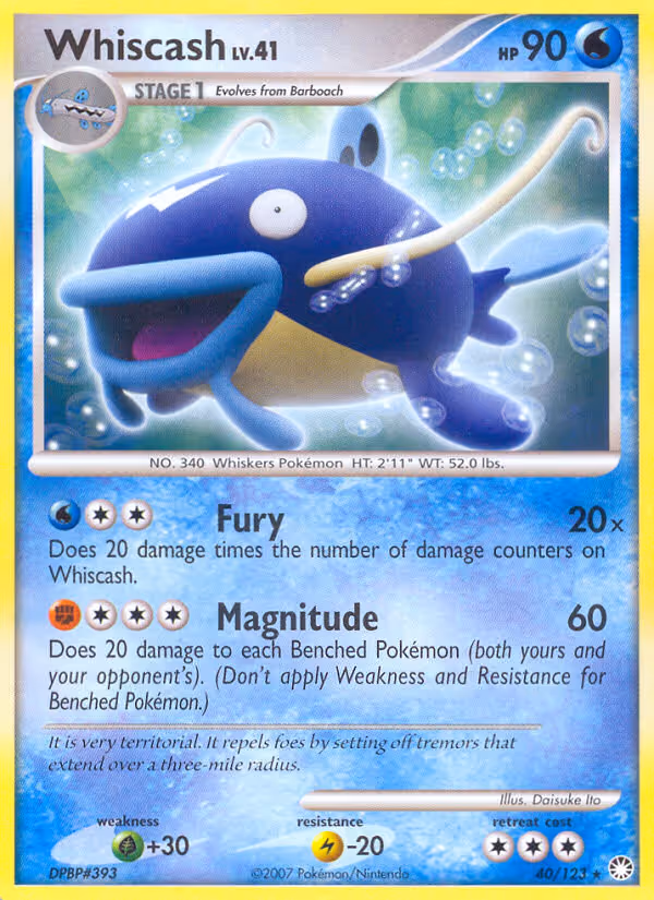 Whiscash 40/123 Pokemon card
