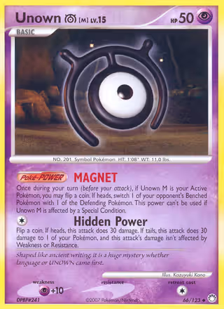 Unown M 66/123 Pokemon card