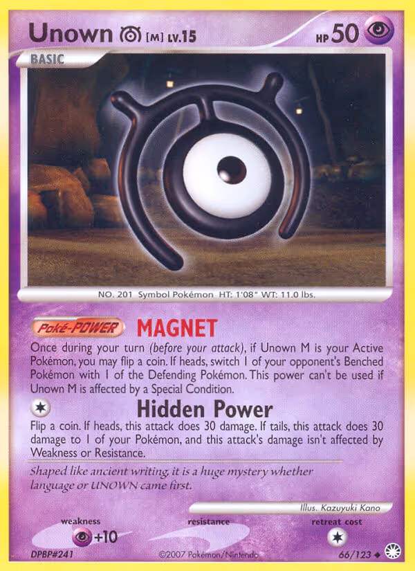 Unown M 66/123 Pokemon card