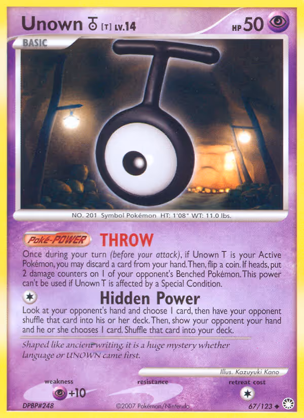 Unown T 67/123 Pokemon card