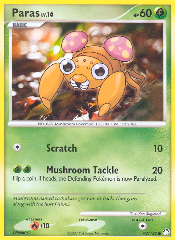 Paras 92/123 Pokemon card