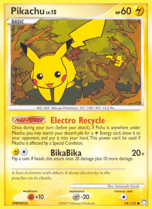 Pikachu 94/123 Pokemon card