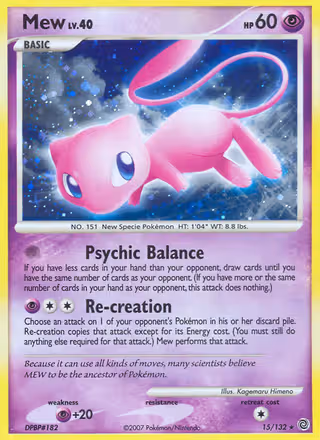 Mew 15/132 Pokemon card