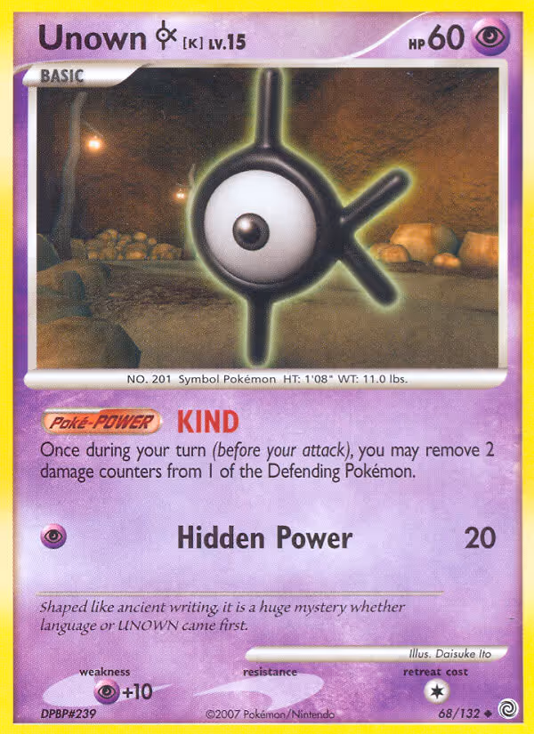 Unown K 68/132 Pokemon card