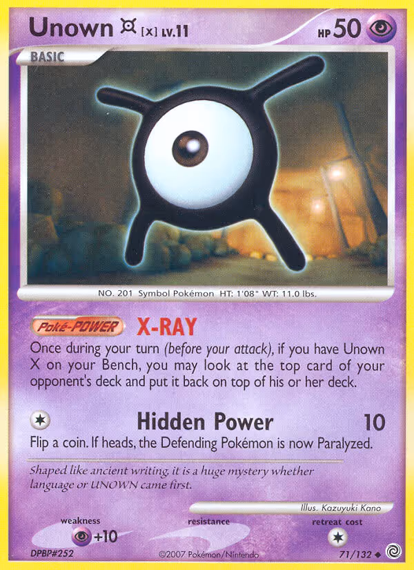 Unown X 71/132 Pokemon card