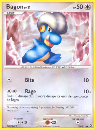 Bagon 76/132 Pokemon card