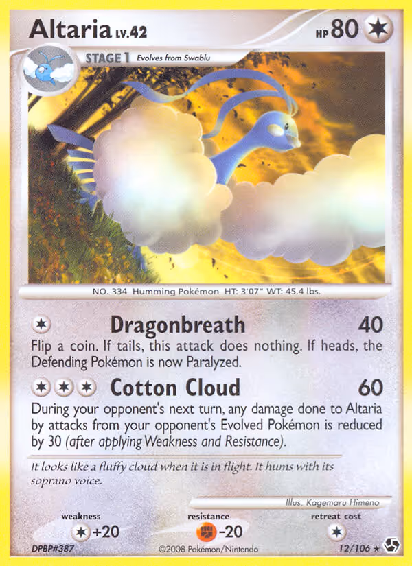 Altaria 12/106 Pokemon card