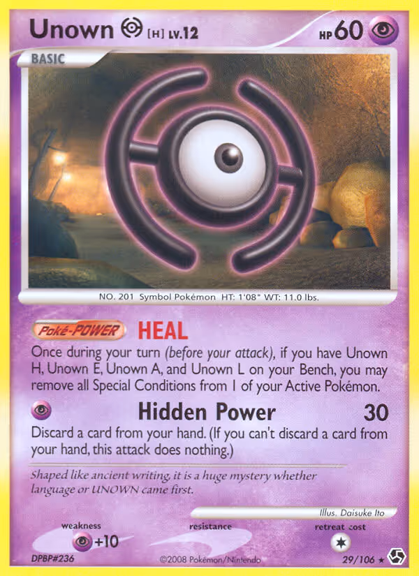 Unown H 29/106 Pokemon card