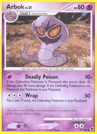 Arbok 33/106 Pokemon card