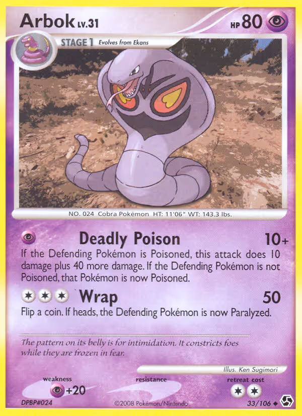 Arbok 33/106 Pokemon card