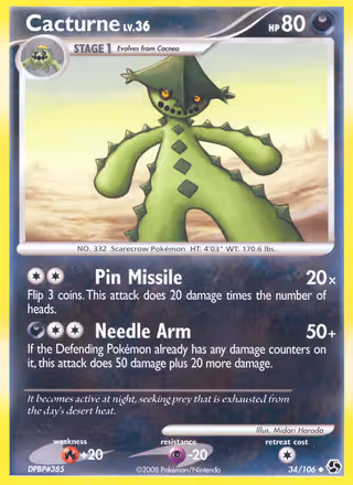 Cacturne 34/106 Pokemon card