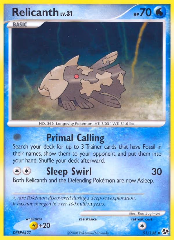 Relicanth 51/106 Pokemon card