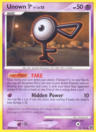 Unown F 56/106 Pokemon card