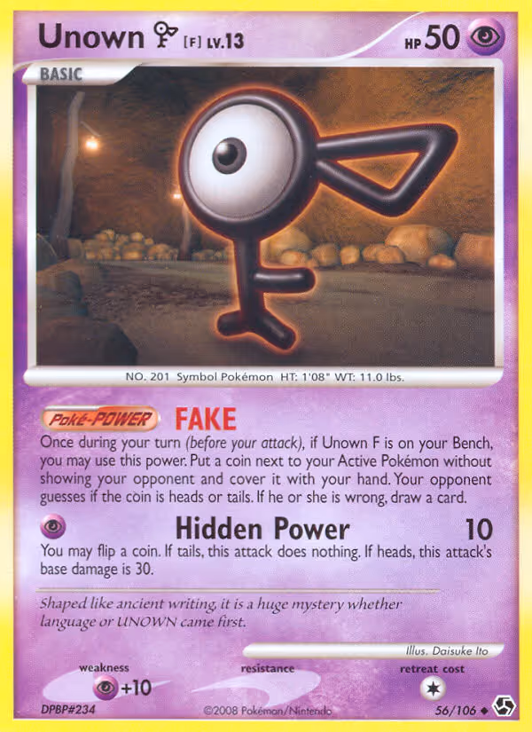 Unown F 56/106 Pokemon card