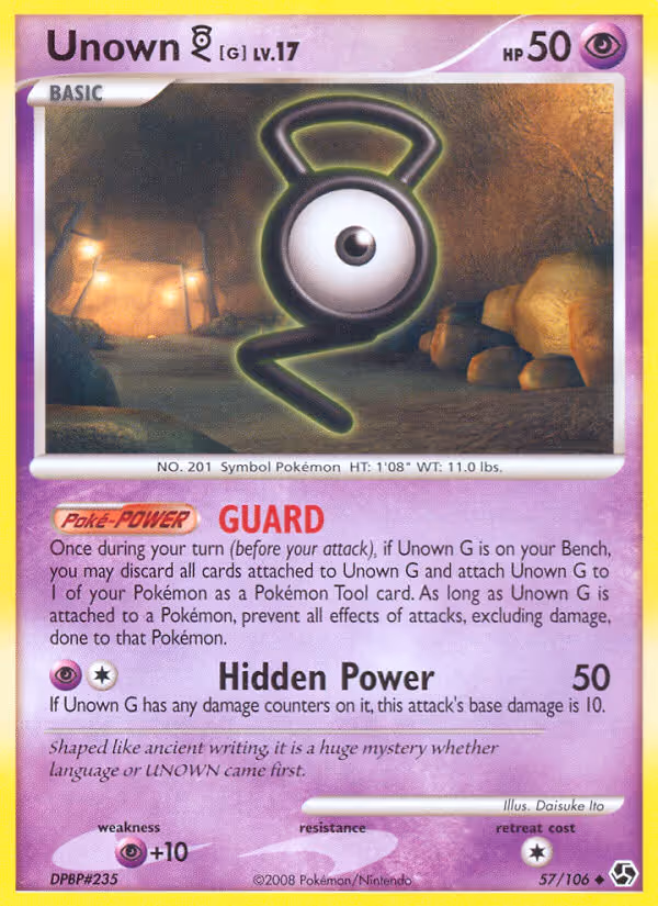 Unown G 57/106 Pokemon card
