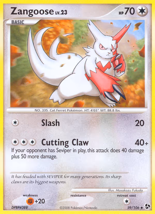 Zangoose 59/106 Pokemon card