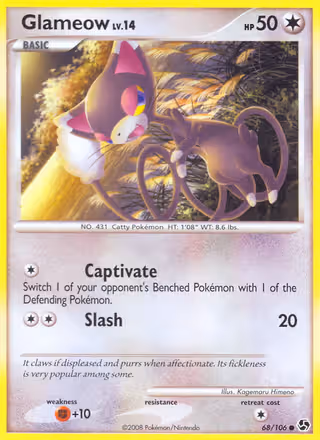 Glameow 68/106 Pokemon card