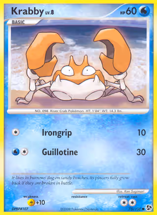 Krabby 75/106 Pokemon card