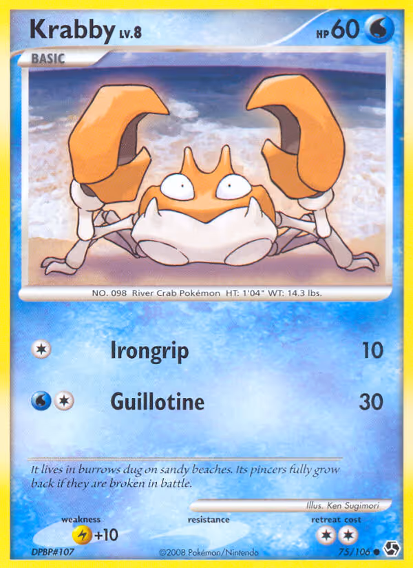 Krabby 75/106 Pokemon card