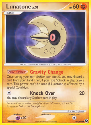 Lunatone 76/106 Pokemon card