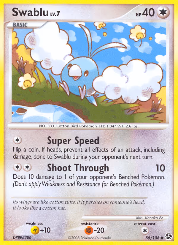 Swablu 86/106 Pokemon card