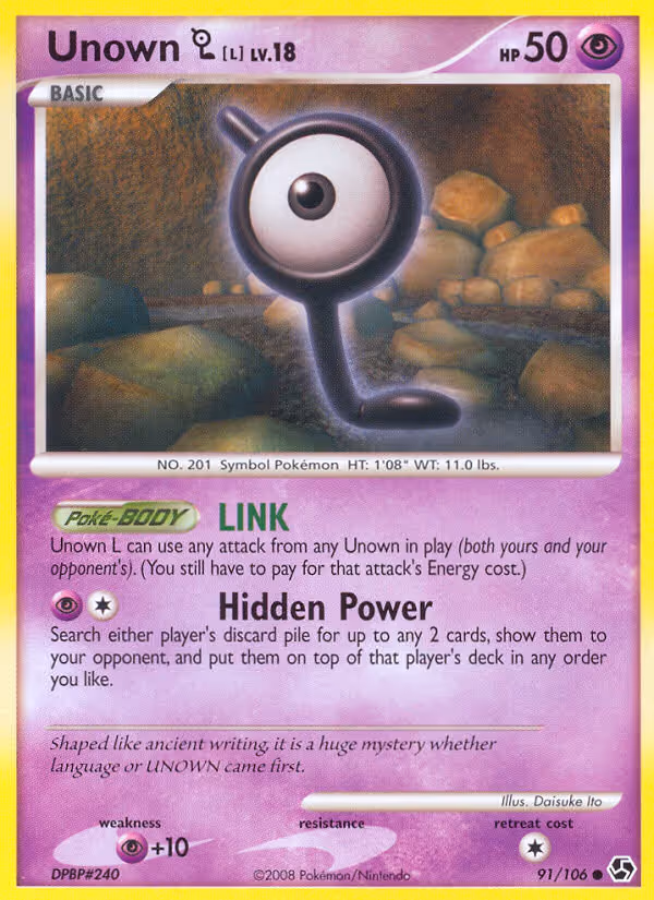 Unown L 91/106 Pokemon card