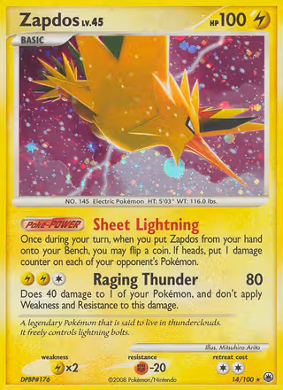 Zapdos 14/100 Pokemon card