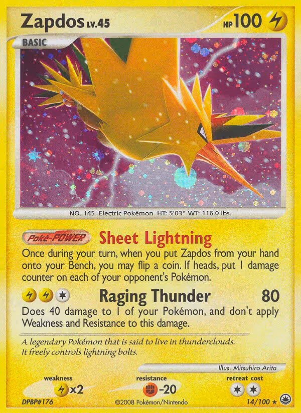 Zapdos 14/100 Pokemon card