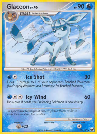 Glaceon 20/100 Pokemon card