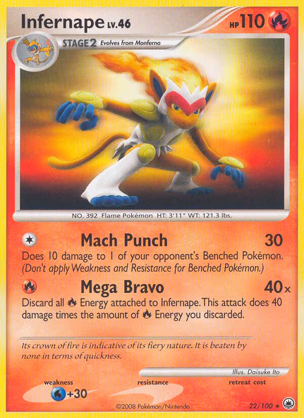 Infernape 22/100 Pokemon card