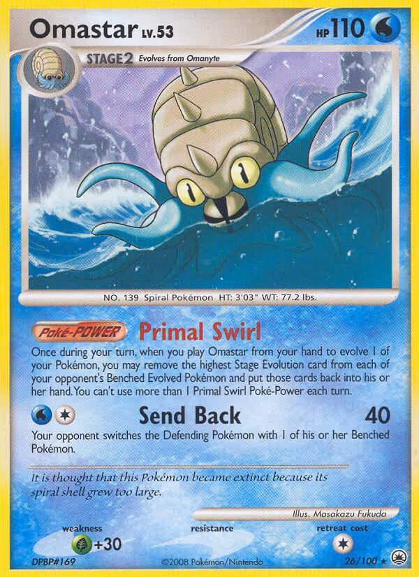 Omastar 26/100 Pokemon card