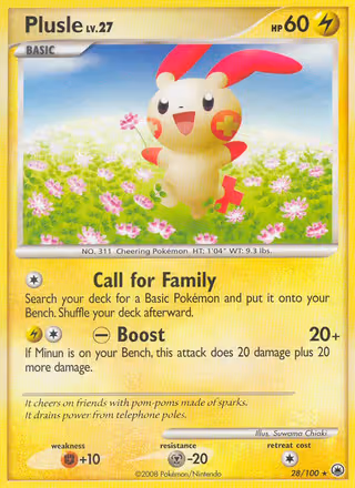 Plusle 28/100 Pokemon card