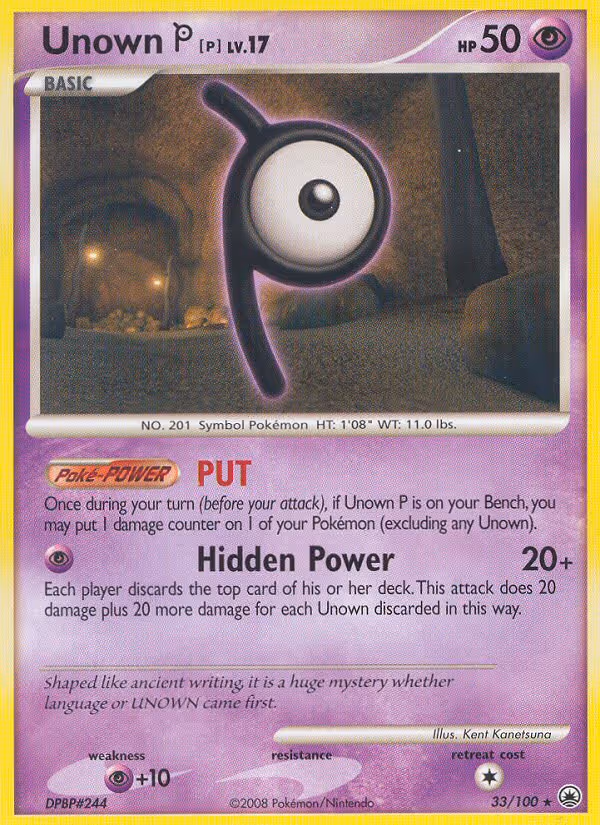 Unown P 33/100 Pokemon card
