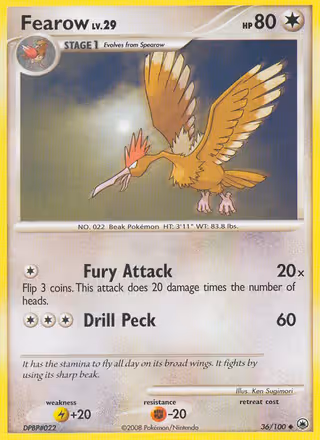 Fearow 36/100 Pokemon card
