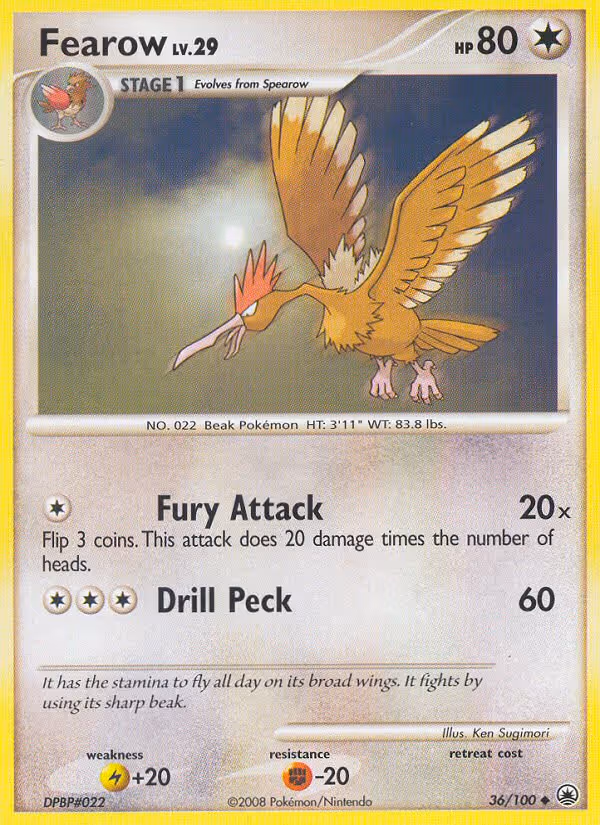 Fearow 36/100 Pokemon card