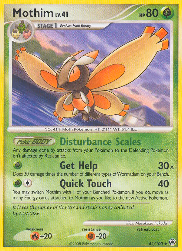 Mothim 42/100 Pokemon card