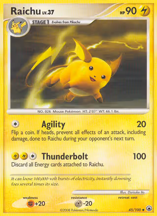 Raichu 45/100 Pokemon card