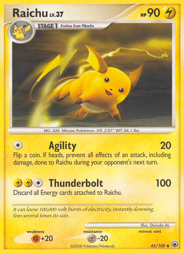 Raichu 45/100 Pokemon card