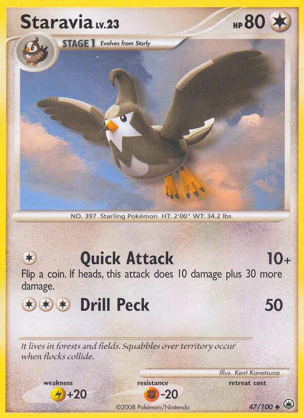 Staravia 47/100 Pokemon card