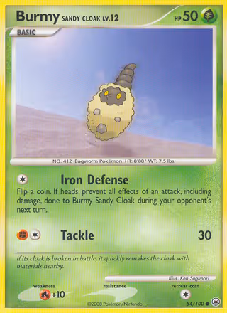 Burmy Sandy Cloak 54/100 Pokemon card