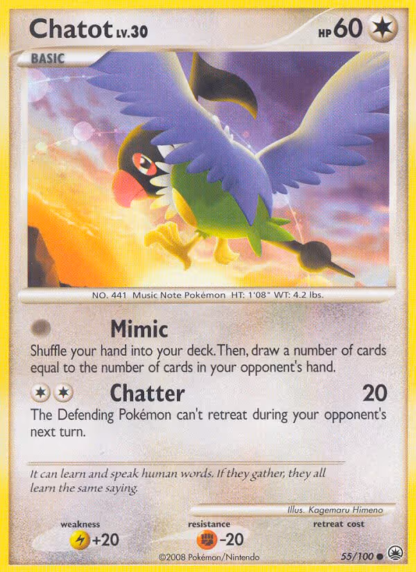 Chatot 55/100 Pokemon card