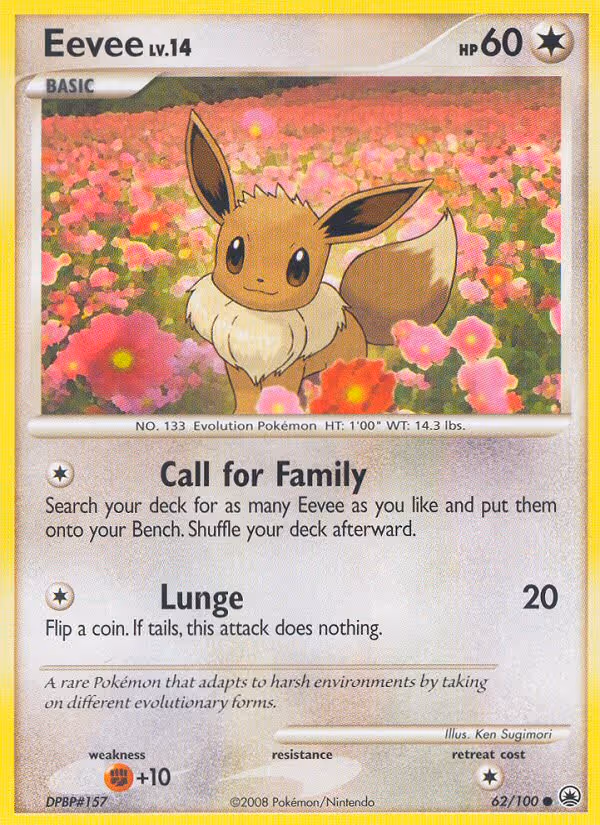 Eevee 62/100 Pokemon card