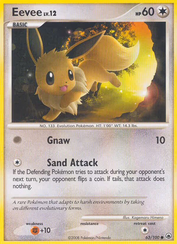 Eevee 63/100 Pokemon card